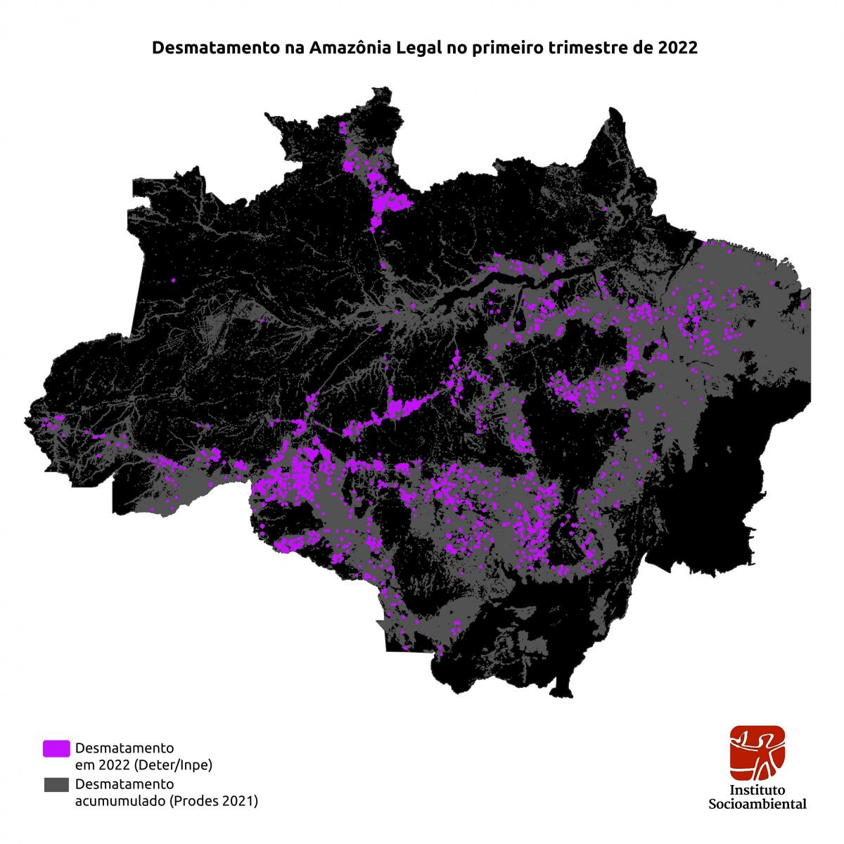 Desmatamento na Am. Legal no primeiro trimestre de 2022