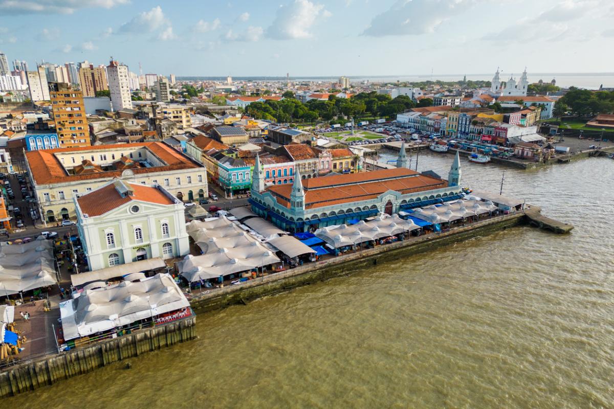 Vista aérea do Mercado Ver o Peso, em Belém