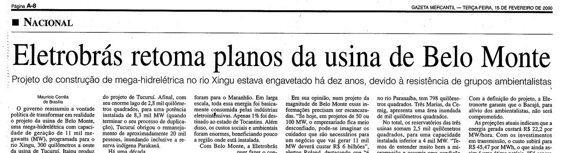 Gazeta Mercantil, p. A8 (São Paulo - SP), do dia 15 de fevereiro de 2000
